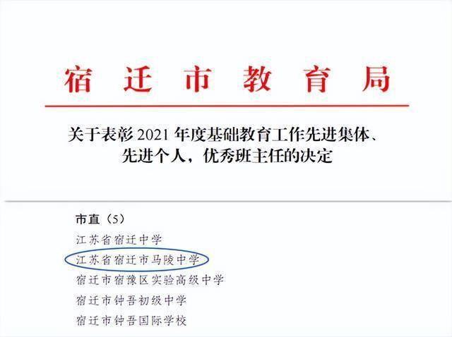 马陵中学荣获“2021年度全市基础教育工作先进集体”荣誉称号(图1)