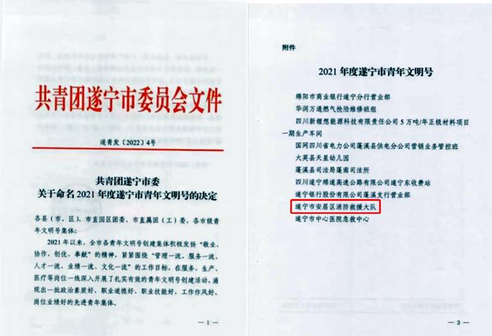 两集体两个人！安居消防建团百年之际喜获荣誉称号(图1)