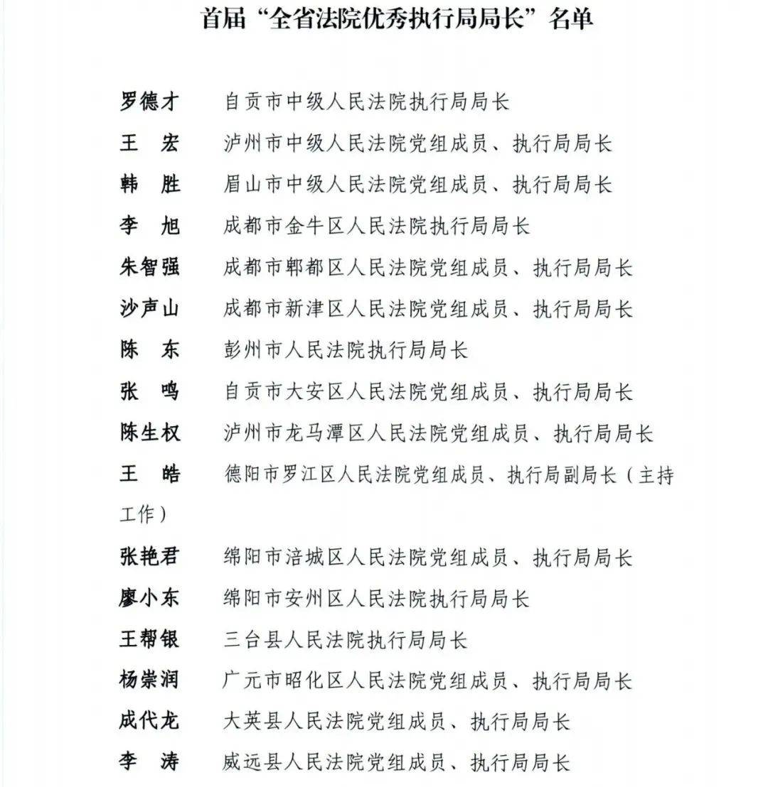 峨眉山市人民**执行局局长赵忠荣获首届“全省**优秀执行局局长”称号！(图1)